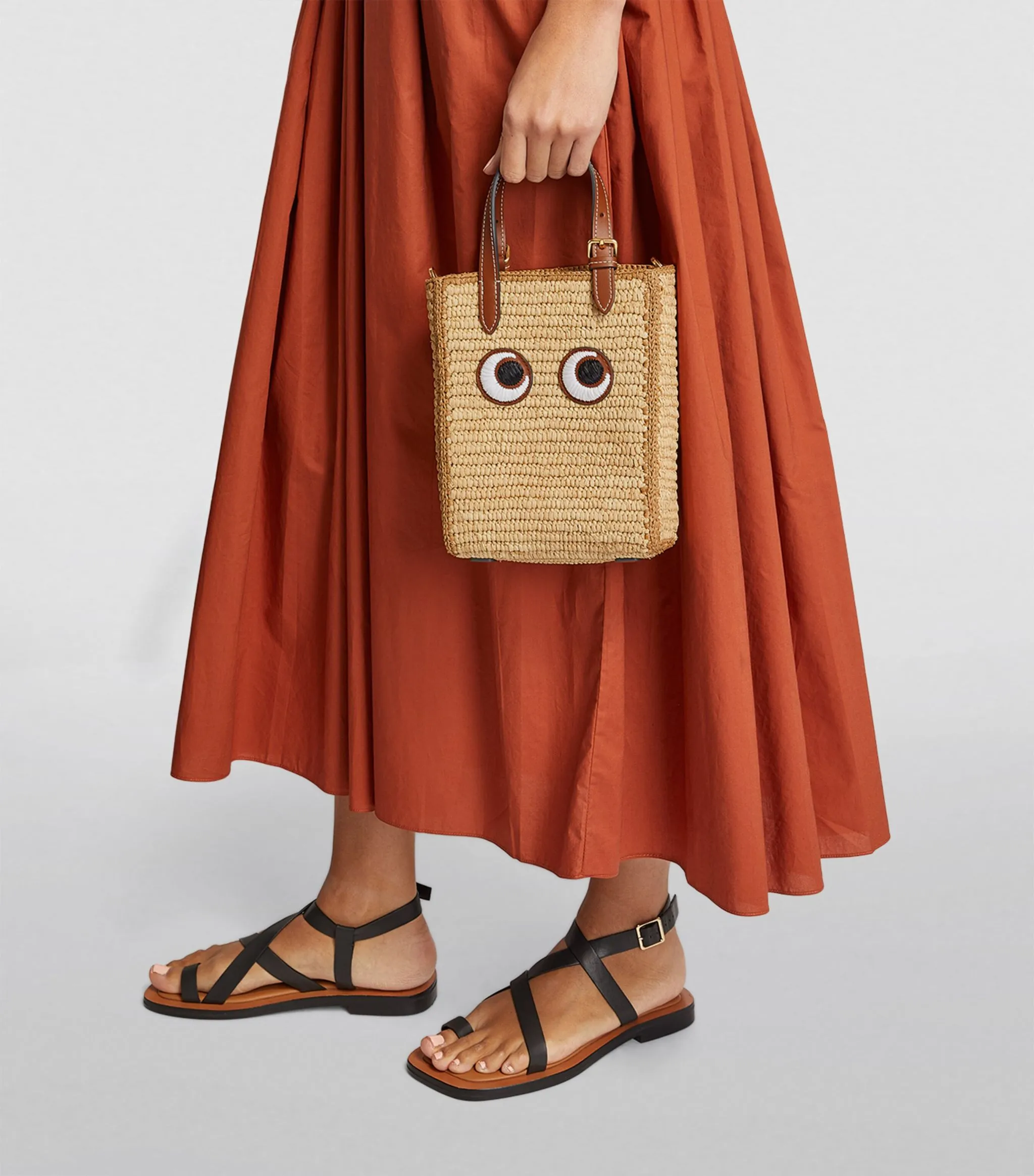 AH N/S Tote in Mini Eyes in Natural Raffia