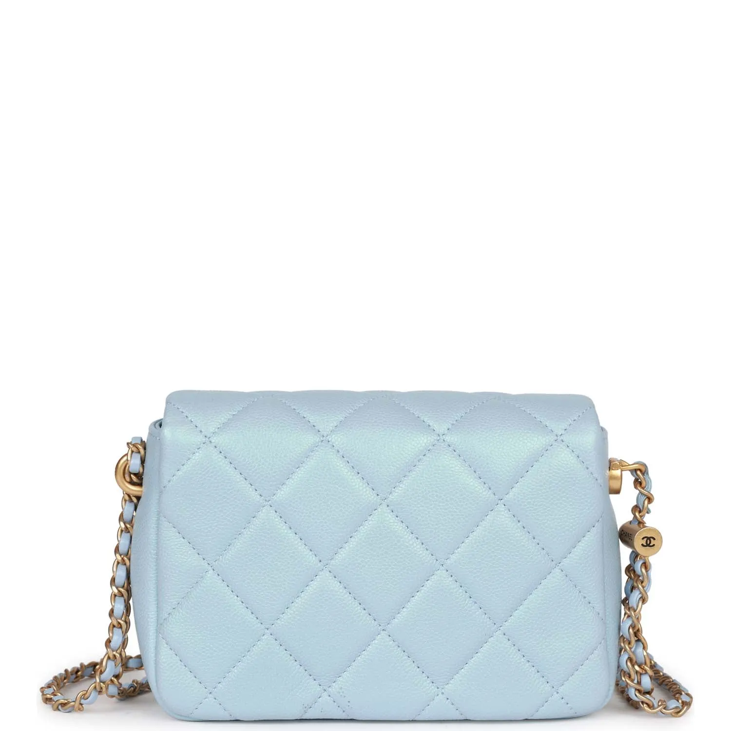 Chanel My Perfect Mini Flap Bag Blue Iridescent Caviar Antique Gold Hardware