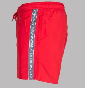 Emporio Armani Logo Taping Swim Shorts Red