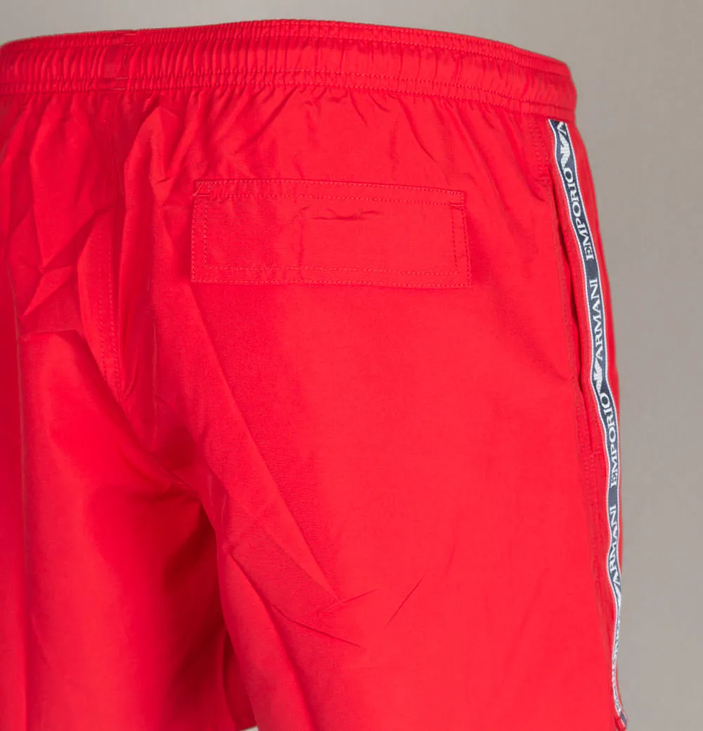 Emporio Armani Logo Taping Swim Shorts Red