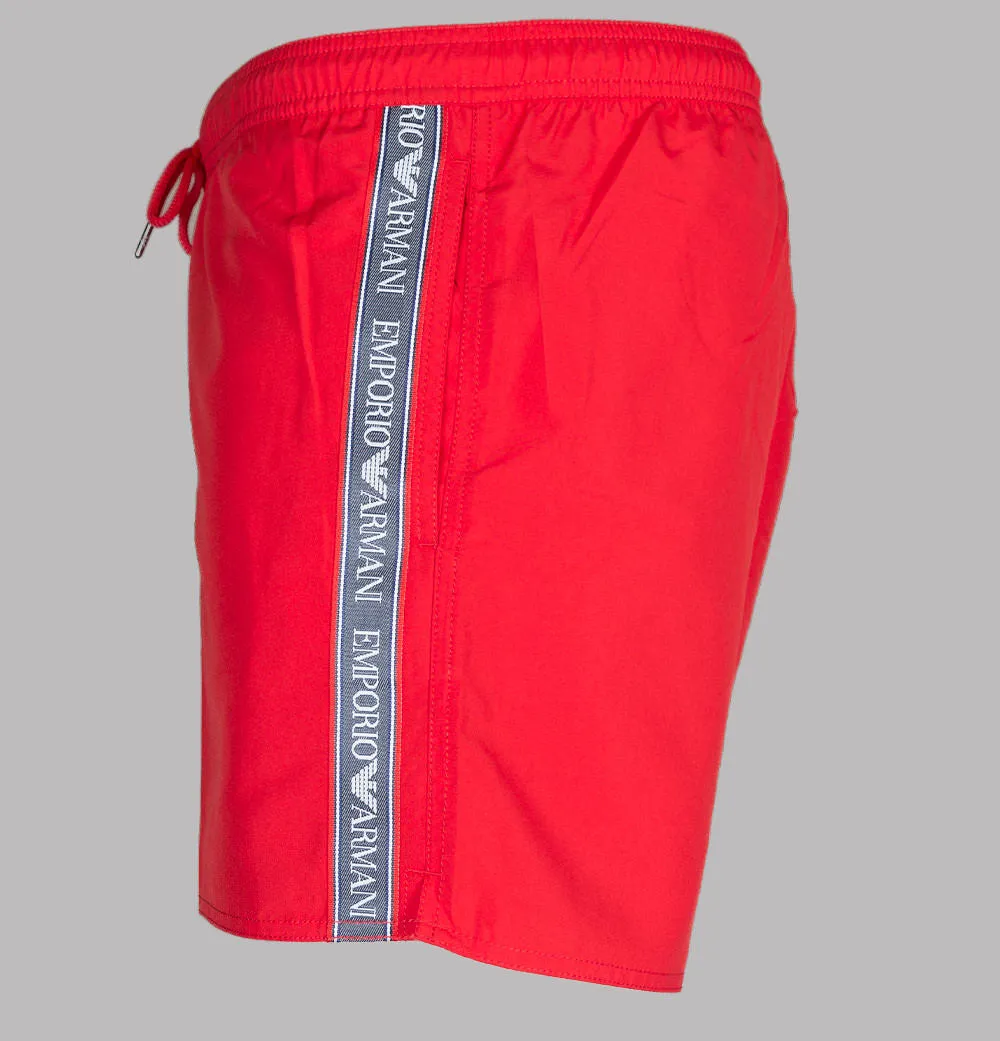 Emporio Armani Logo Taping Swim Shorts Red