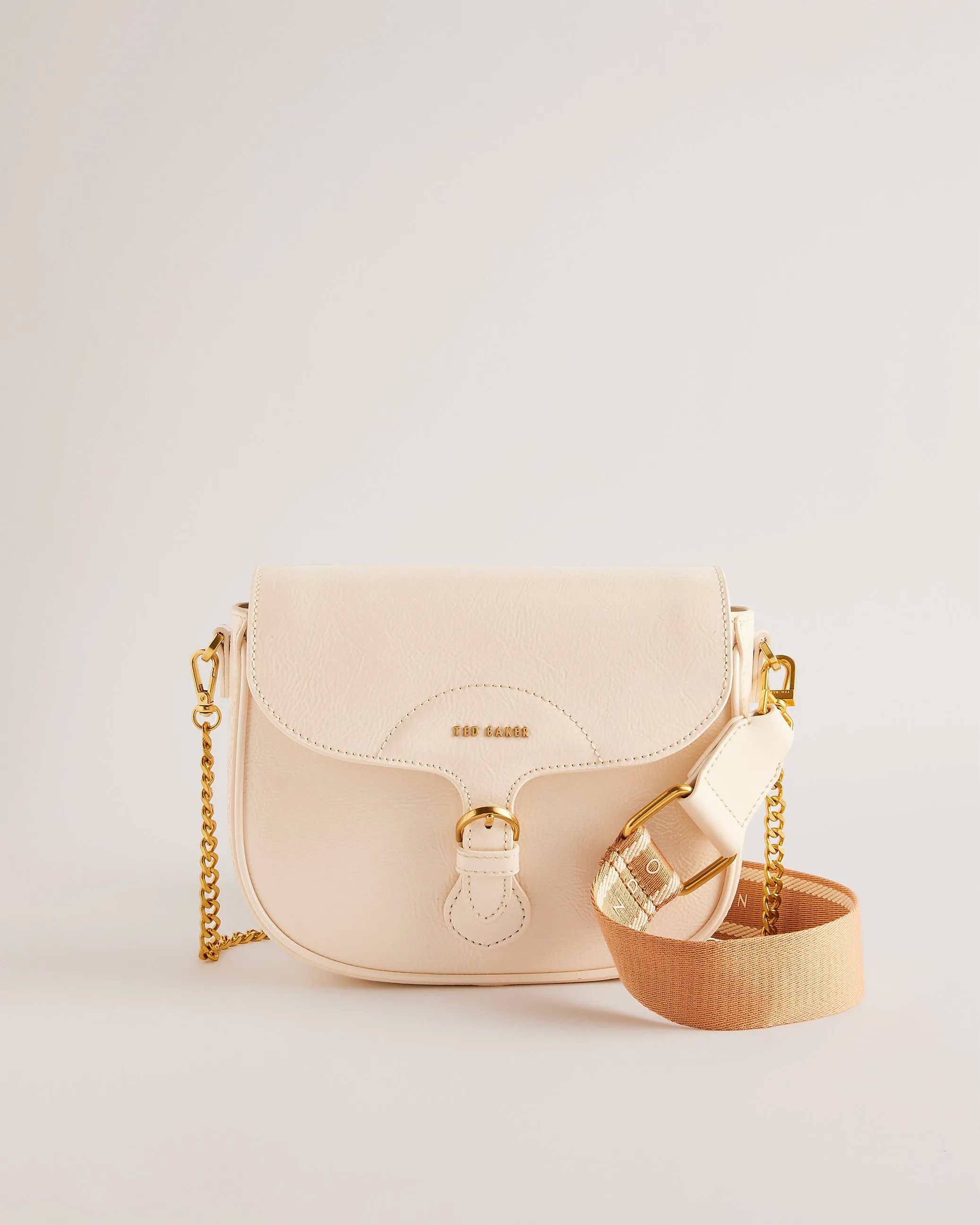 Esia Webbing Crossbody Saddle Bag Ivory