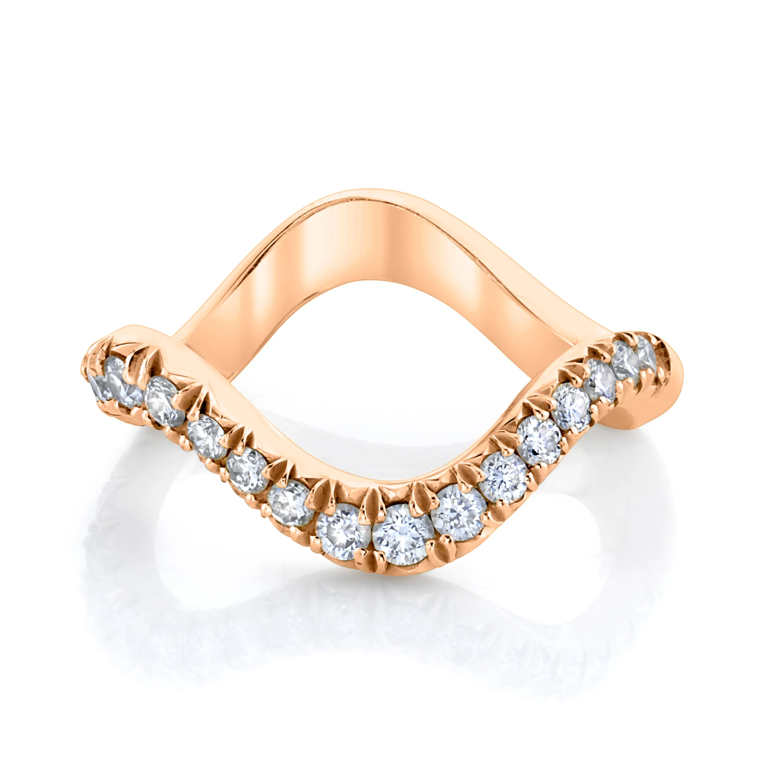 French Pave Graduated Diamond Wave Ring