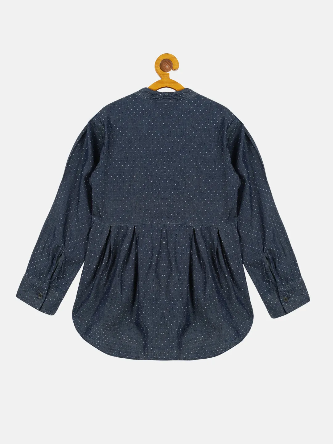 Girls Full Sleeve Dobby Top With Pleated Bottom