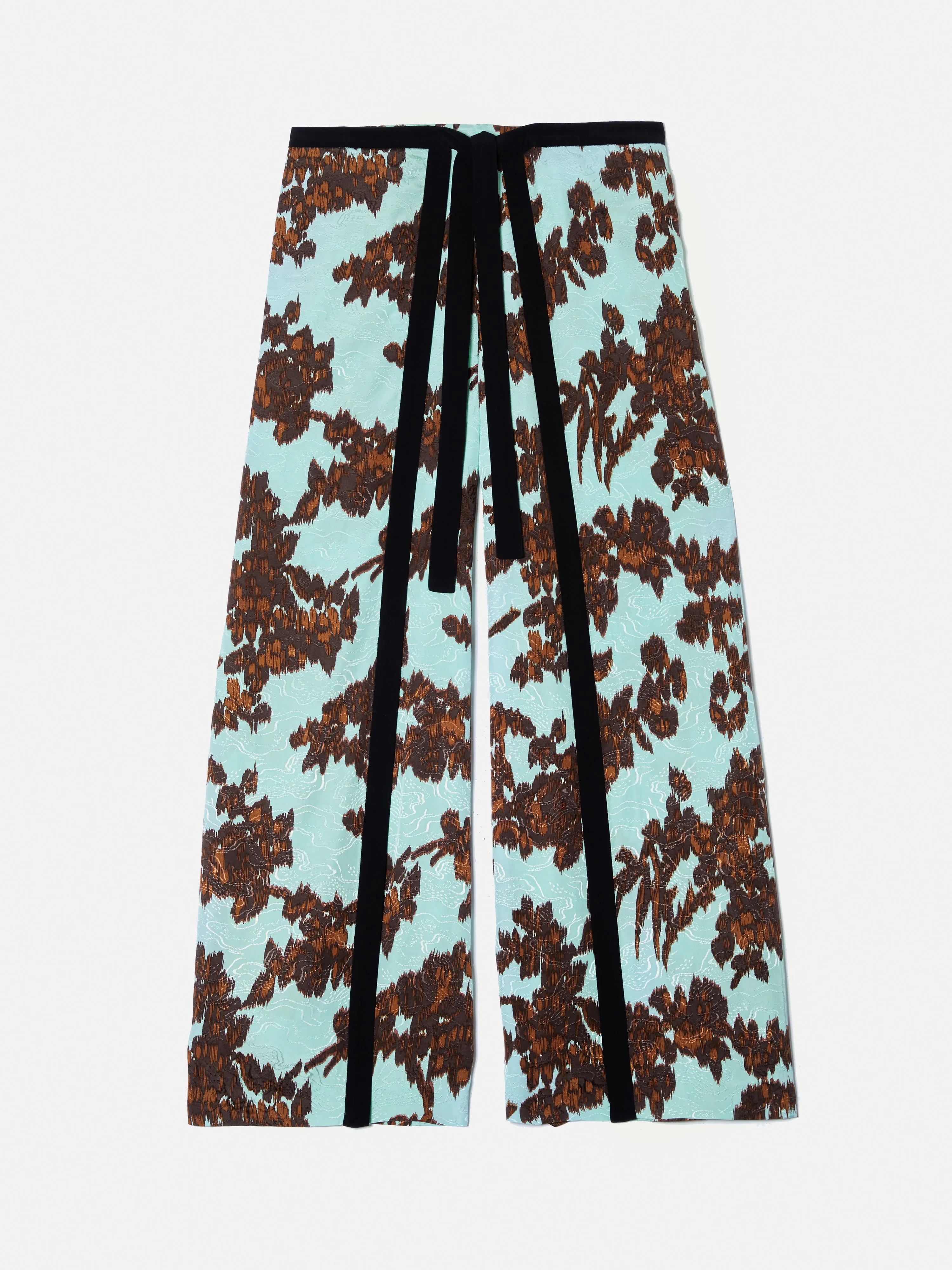 Ikat Posy Jacquard Palazzo | Aqua