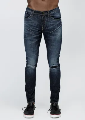 Konus Men's Repair Work Skinny Jeans in Indigo