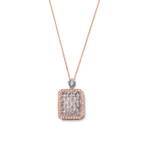 Octagon frame 18k rose gold and diamond pendant