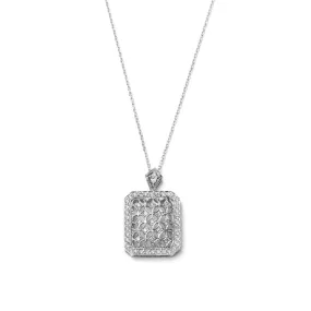 Octagon frame 18k white gold and diamond pendant