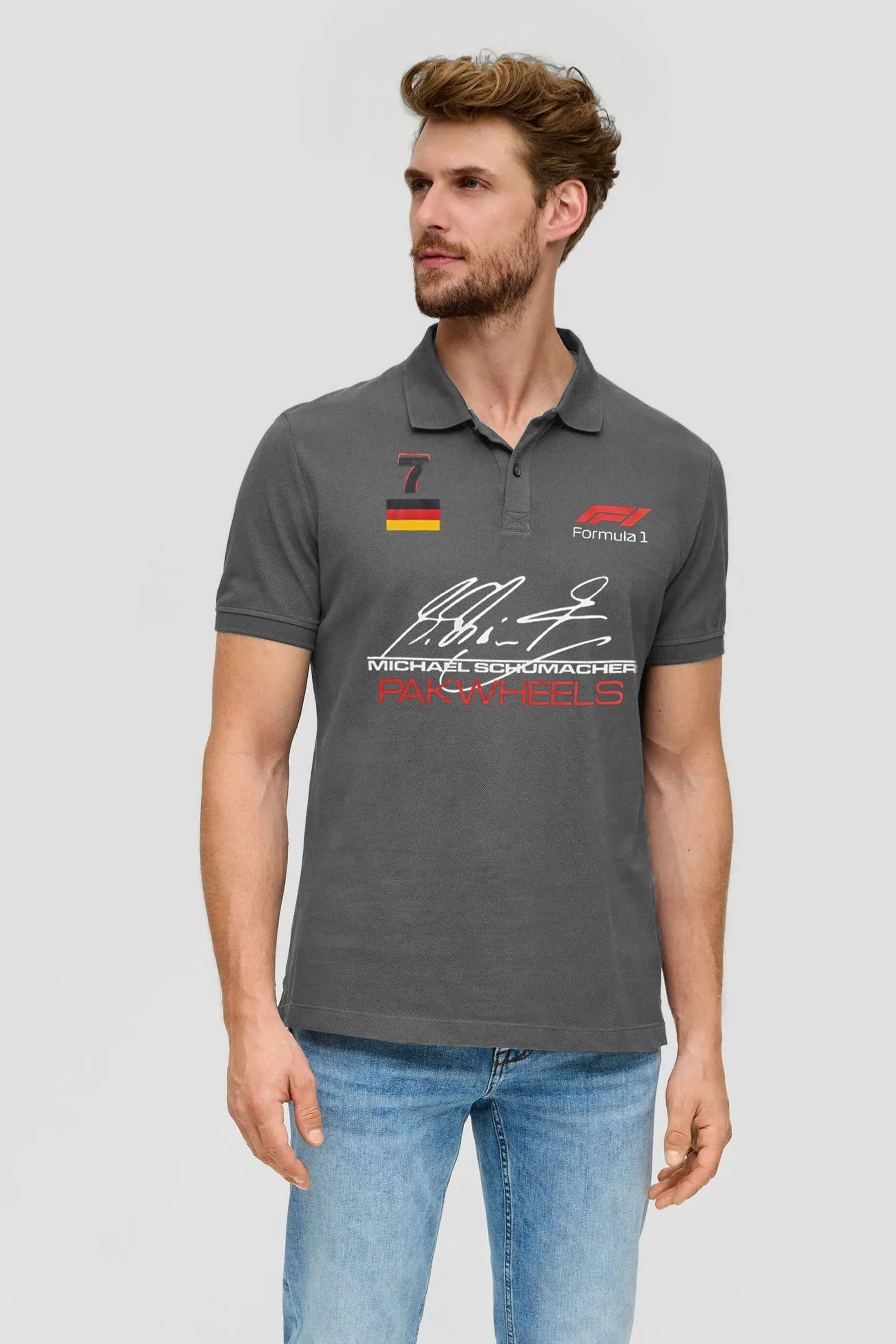 Polo Republica Men's PakWheels Formula 1 Printed Short Sleeve Polo Shirt