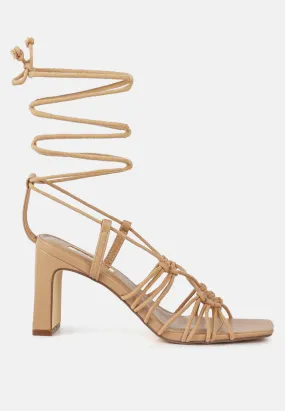 Strings Attach Lace Up Italian Block Heel Sandals By Ruw