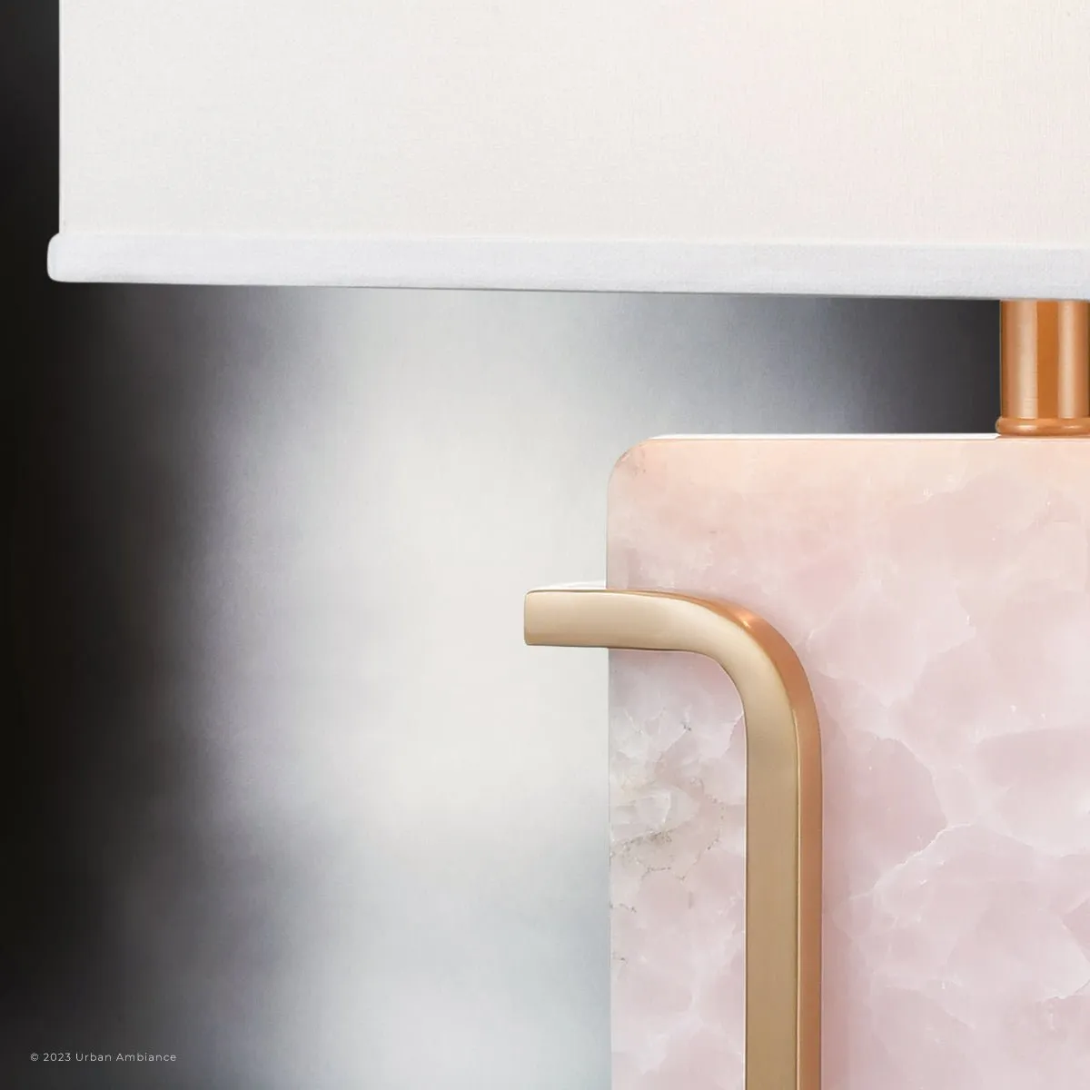 UEX7670 Contemporary Table Lamp 18''W x 10''D x 29''H, Pale Pink and Bronze Finish, Ft. Bragg Collection