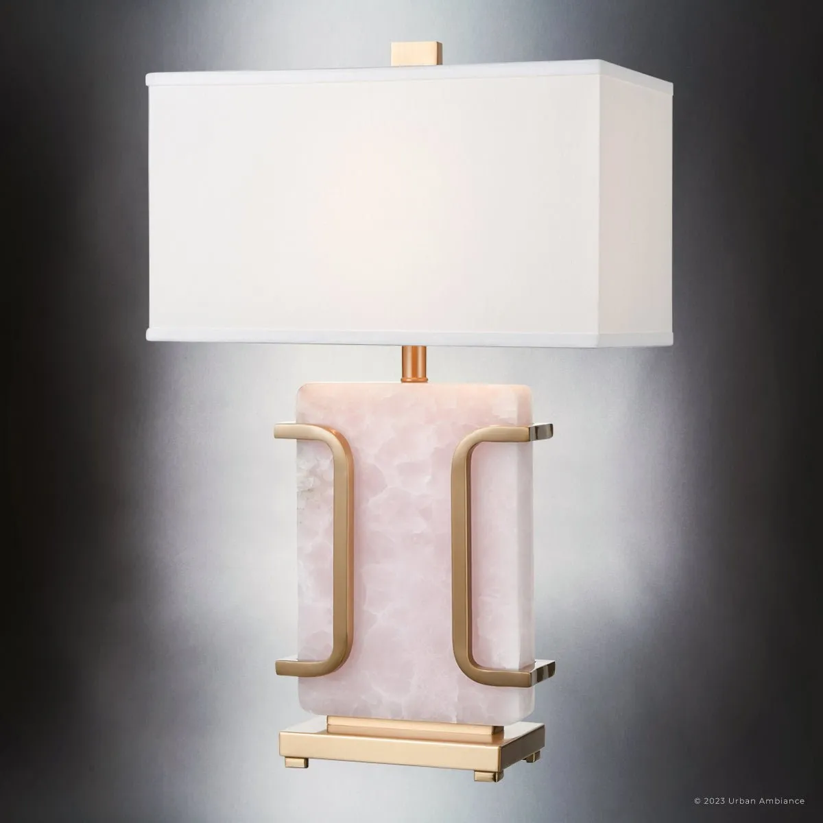 UEX7670 Contemporary Table Lamp 18''W x 10''D x 29''H, Pale Pink and Bronze Finish, Ft. Bragg Collection