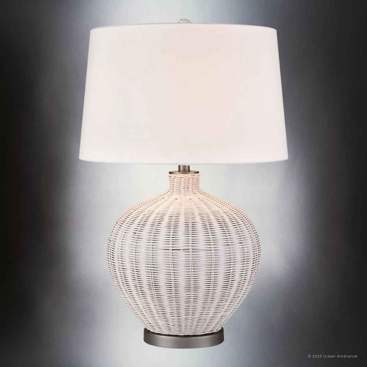 UEX7980 Coastal Table Lamp 18''W x 18''D x 29''H, White and Tan Finish, Queen Creek Collection