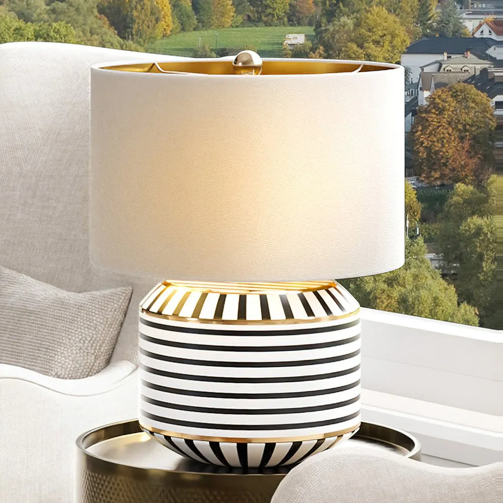 UEX8080 Glam Table Lamp 16''W x 16''D x 20''H, Black, White and Gold Finish, Redmond Collection