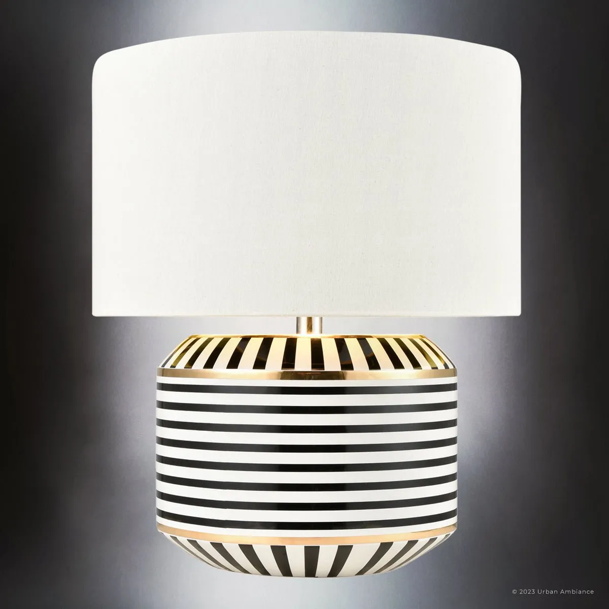 UEX8080 Glam Table Lamp 16''W x 16''D x 20''H, Black, White and Gold Finish, Redmond Collection