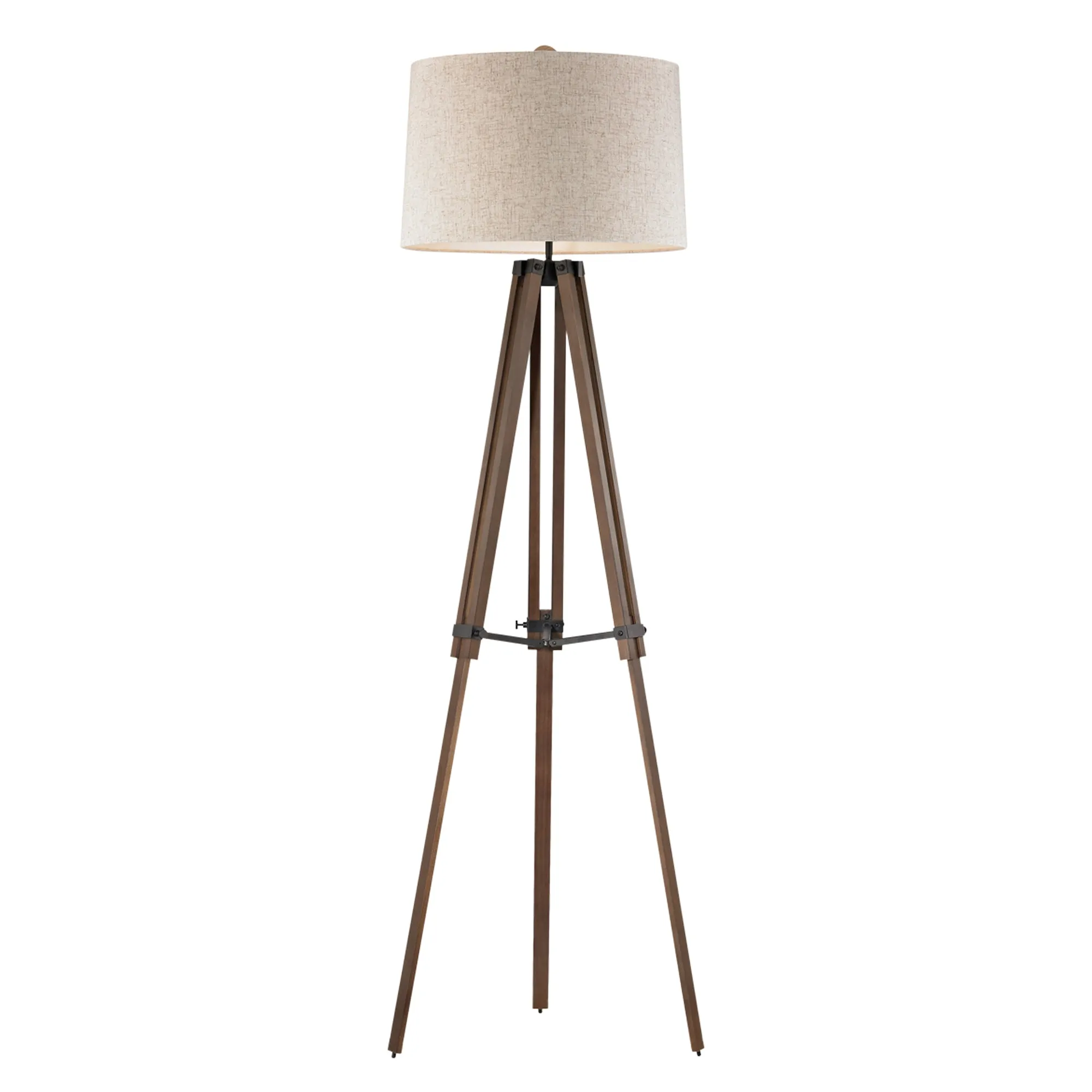 UEX8330 Mid-Century Modern Floor Lamp 19''W x 19''D x 62''H, Walnut and Bronze Finish, Hermann Collection