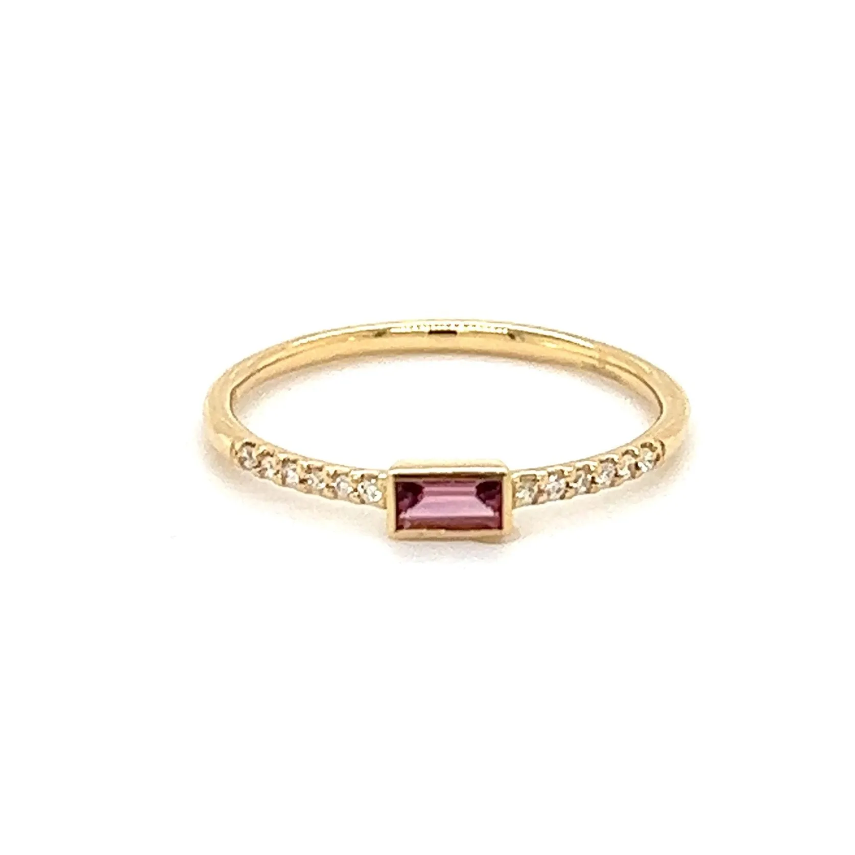 Yellow Gold Diamond & Pink Tourmaline Ring